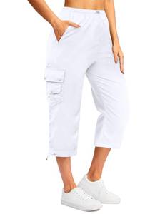 lot 7214 image: Marvmys Womens Hiking CaprisJoggers White, Size S 2 Pack