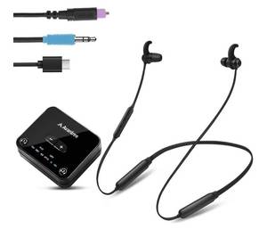 lot 9594 image: Avantree HT4186-Q - Wireless Earbuds for TV with aptX Adaptive, Bluetooth Neckband Headphones & Transmitter for Optical Digital or 3.5mm AUX Audio, No Delay, Boosted Volume - Retail $70