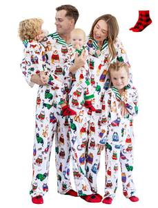 lot 9601 image: Christmas Pajamas Button Down Christmas Cat Print Mens XXL