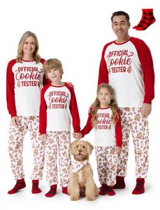 lot 9611 image: Christmas Pajamas Red and White Gingerbread Cookie Print. Adult SizeL