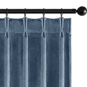 lot 10076 image: Stone Blue Velvet Curtains 96 inches Long, Pinch Pleat