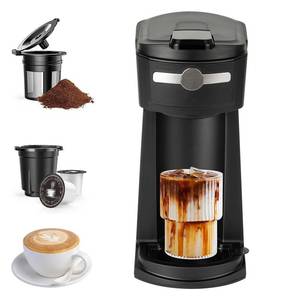 lot 10077 image: Sykaffe Single Serve K Cup Coffee Maker 2 in 1 Machine, 6 to 14 0z Brew Sizes (Cup is Cracked)