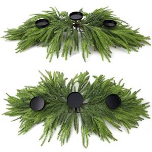 lot 10090 image: Maysing Norfolk Christmas Table Centerpiece With3 Candle Holders