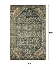 Loloi Magnolia Home by Joanna Gaines Banks Collection BAN-02 Denim/Clay 8'-6" x 11'-6", .13" Pile Height, Machine Washable, Area Rug - Retail: $274