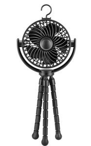 lot 16769 image: TRIPOD FAN 4 in. Personal Octopus Clip on Rechargeable Fan in Black - Retail $16