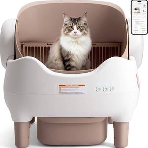 KITPLUS Self Cleaning Litter Box, Automatic Cat Litter Box with APP Control, Odor-Free Waste Disposal Includes Trash Bags, Large Waste Bin, Open-Top, for Multiple Cats - Retail: $200