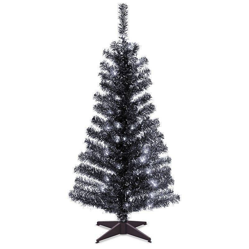 lot 21727 image: National Tree Company 4 ft Prelit Tinsel Tree