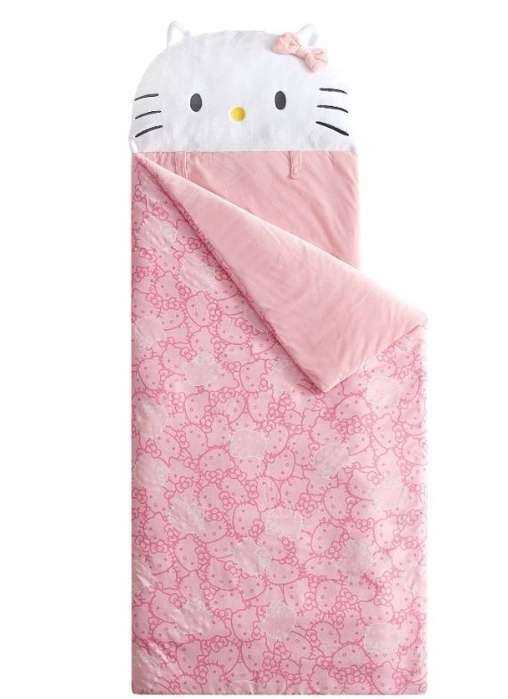 lot 16691 image: Hello Kitty Kids Glow in the Dark Sleeping Bag Pink - Retail $75