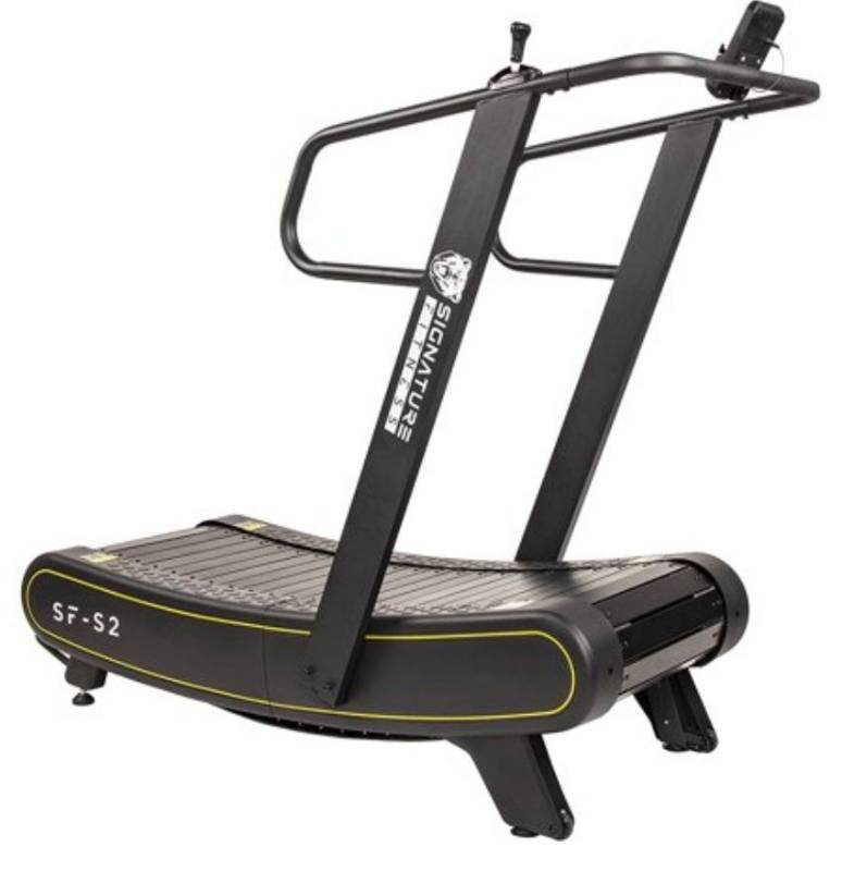 lot 16536 image: Signature Fitness SF-S2 Sprint Demon - Motorless Curved Sprint Treadmill with Adjustable Levels of Resistance - 300 Lb Capacity - Retail $1,112