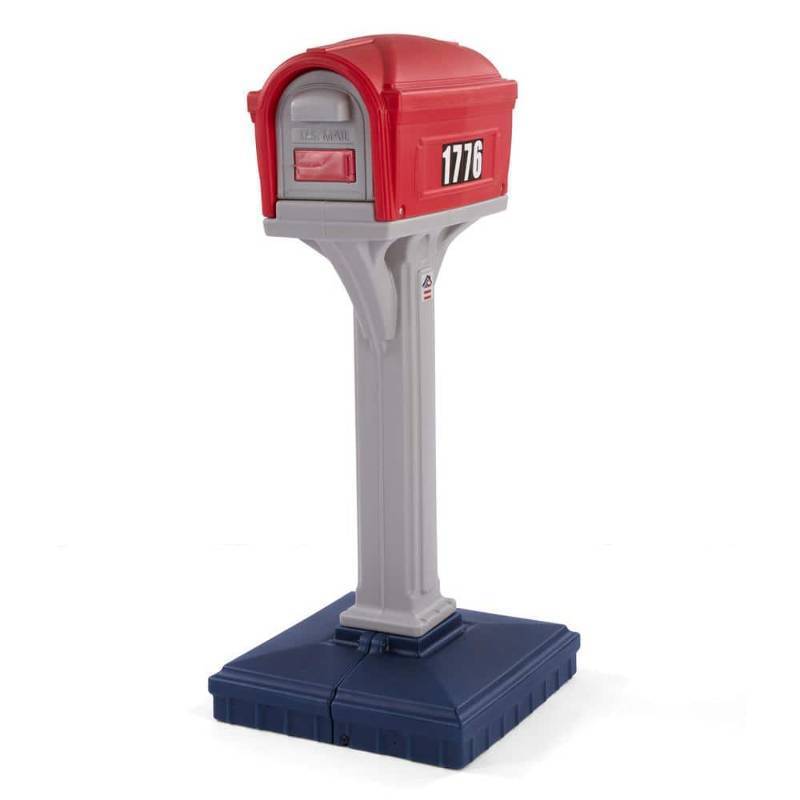 lot 2038 image: Simplay3 Dig-Free Easy up Classic Mailbox (Americana)  black, Gray (Missing Screws-Stock Pic is Different) - Retail $90