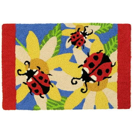 lot 31715 image: Ladybugs and Yellow Sunflowers Jellybean Accent Washable Rug 20  x 30  JB-AT028