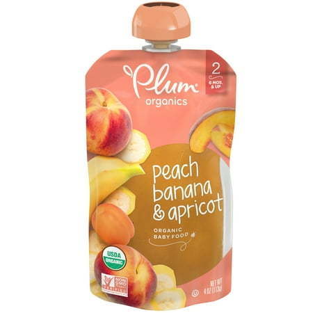 lot 401 image: PLUM STAGE2 BLENDS BABY FOOD PEACH APRICOT BANANA  12 Pack (Best By February 2026)