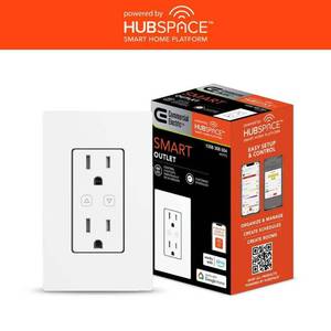 lot 2900 image: Smart 15 Amp 120-Volt Tamper Resistant White Duplex Outlet Powered by Hubspace (1-pack)