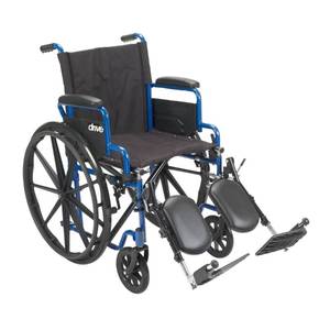 lot 2905 image: Drive Medical Blue Streak Lightweight Foldable Wheelchair - Enhanced Mobility Support - Durable Construction - Padded Comfort - Swing-Away Leg Rests - Desk Arms - BlueBlack - 18 Inch Seat - Retail $129