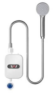 lot 10175 image: Instant Water Heaters LCD Digital Display Thermostatic Shower Water Heating Device Bathroom Waterproof 304 Stainless Steel Tankless Rapid Heating Machine for Home Hotel