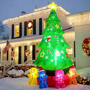 lot 10179 image: 9FT Inflatable Christmas Tree with Gingerbread Men