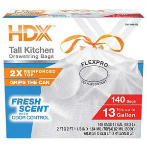 lot 15199 image: FlexPro 13 Gallon Fresh Scent Kitchen Trash Bag (140-Count)