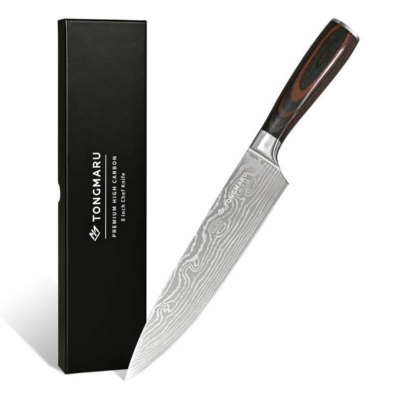 lot 7086 image: TONGMARU Chef Knife, 8 inch Professional High Carbon Razor Super Sharp German Stainless Steel - Retail $68
