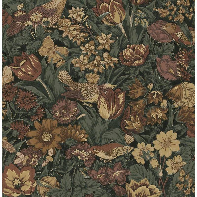 lot 2222 image: NextWall Bird Floral Peel and Stick Wallpaper Vintage Botanical Design, Self-Adhesive Vinyl, Repositionable, Washable, 30.75 Sq Ft Coverage