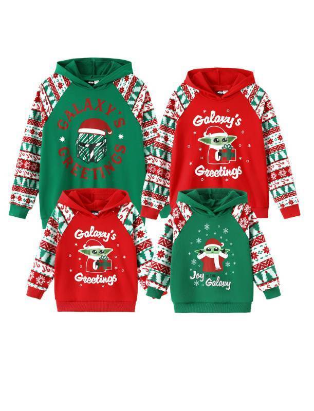 lot 174 image: Baby Yoda Galaxy Print Long Sleeve Pullover, Mens Loose Fit, Red Green Size X-Large (JUST ONE)
