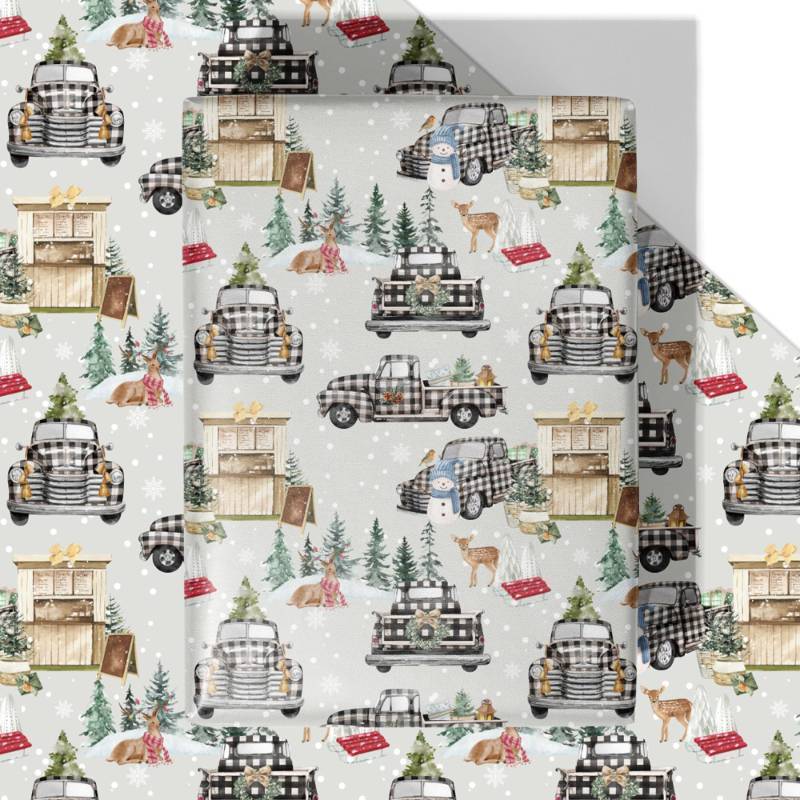 lot 31566 image: Christmas Truck Wrapping Paper - 4 Jumbo Sheets, 28  40 Inches