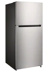 lot 2909 image: 18.1 cu. ft. Top Freezer Refrigerator in Fingerprint Resistant Stainless Steel Look, Garage Ready (Cosmetic Damage) - Retail $529