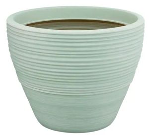 lot 2915 image: Ashton Large Sage Green Textured Resin Planter (19 in. L x 19 in. W x 15 in. H)