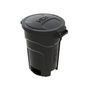 lot 2918 image: Pack of 2 ,20 gal. Black Heavy Duty Outdoor Trash Can with Domed Lid (See Details)