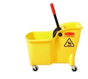lot 2932 image: Rubbermaid Commercial Products 7.75-Gallons Down-Press Mop Wringer Bucket - Retail $70