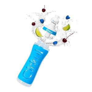 lot 4572 image: Cirkul 22oz. Blue Plastic Grip Squeeze Water Bottle & Sport Lid, BPA-Free, Non-Slip Design for Gym, Biking & Sports with Flavor Cartridge Included (FitSip Mixed Berry)