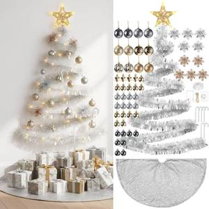 lot 4611 image: HyDren 91 Pcs DIY Wall Christmas Tree Kits, 66 Ft Xmas Garland Star