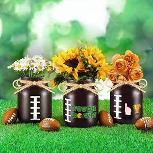 lot 4617 image: 3PCS Football Decor Table Centerpieces Mason Jars
