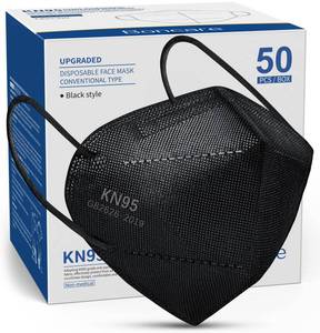 lot 4620 image: Boncare KN95 Face Masks 50 Pack, Black, 5-Layer Disposable Face Masks, Breathable and Comfortable