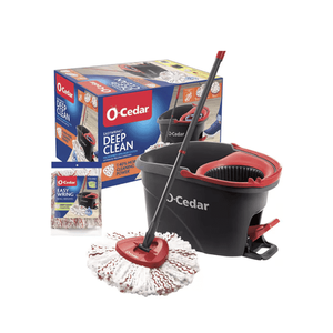 lot 8919 image: O-Cedar EasyWring Deep Clean Microfiber Spin Mop with Bucket System and 1 Extra Mop Head Refill