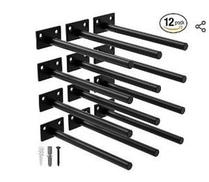 lot 8944 image: Pack of 2 ,LEOPO 12-Pack 8 inch Floating Shelf Brackets, Hidden Shelf Bracket for Wood, Concealed Blind Shelving Support,Invisible Coated Brackets for DIY