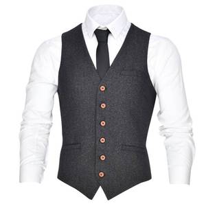 lot 9798 image: Mens V-Neck Suit Vest Casual Slim Fit Dress 6 Button Waistcoat (Grey, Small)