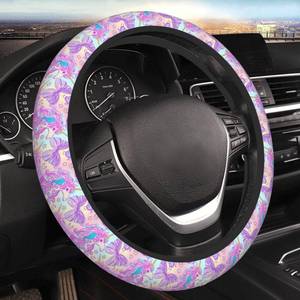 lot 9800 image: Colorful Unicorn Steering Wheel Cover