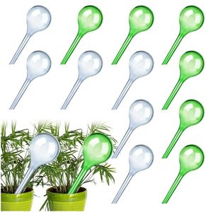 lot 10208 image: 2 Boxes of Indoor Plant Watering Globes, 13 Pcs Automatic Self Watering Bulbs Aqua Water Globe Irrigation Device, Decorative PVC Watering Bulbs for Plants, White & Green