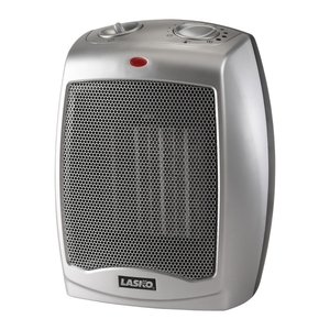 lot 15259 image: Lasko 9 1500W Electric Ceramic Space Heater with Adjustable Thermostat  Silver  754200