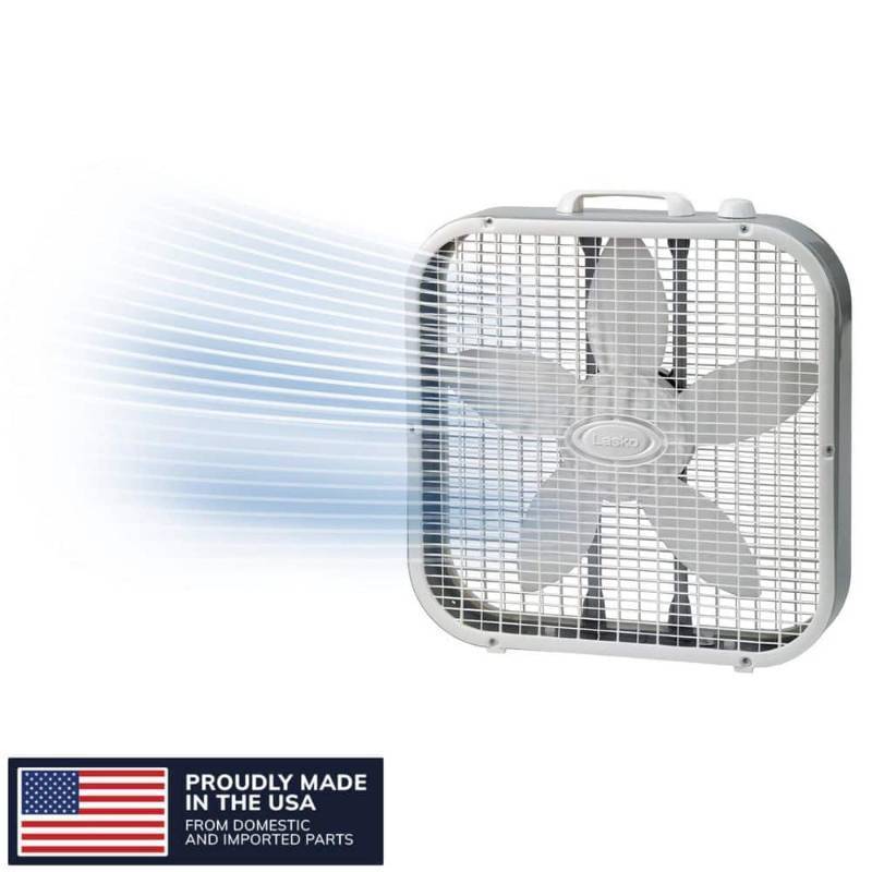 lot 2560 image: Lasko 20 Energy Efficient Box Fan with 3 Speeds 22 H White