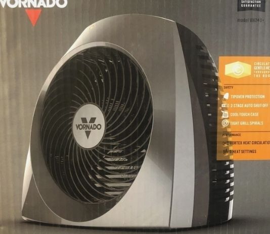 lot 2585 image: Vornado VH240 1500-Watt Black Indoor Electric Fan Space Heater Charcoal gray - Retail $60
