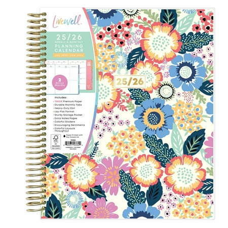 lot 9372 image: 2 Count of Blue Sky LiveWell 2025-2026 Academic Year Weekly and Monthly Planner Calendar  July 2025 - June 2026  12-Month  7  x 9