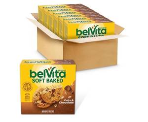 lot 4663 image: (Best by January 21st 2026)  belVita Soft Baked Breakfast Bars, Oats & Chocolate, 6 Boxes of 5 Packs (1 Biscuit Per Pack)