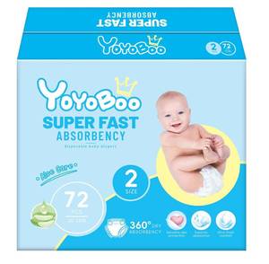 lot 4667 image: YOYOBOO Disposable Baby Diapers, Hypoallergenic, Superior Absorbency & Lightweight Design, Fragrance Free, Size 2, 72 Count