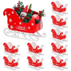 lot 4670 image: 10 Set 15.8 Large Christmas Sleigh Basket Gifts Bulk DIY Wooden Santa Sled