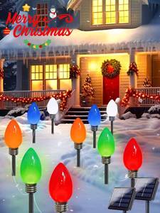 lot 4673 image: 10 Pack Large C9 Christmas Decorations Outdoor Waterproof, Solar C9 Christmas Lights Outdoor with 2 Modes (Multicolor)