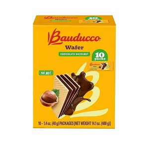 lot 4687 image: (Best by Febrary 10th 2026)  Bauducco Chocolate Hazelnut Wafers Cookies Single Serve Pack of 10