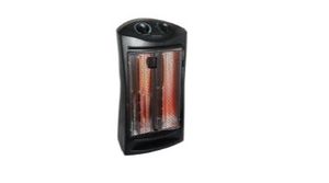 lot 6015 image: 1500-Watt Black Electric Tower Quartz Infrared Space Heater with Thermostat - Retail $74