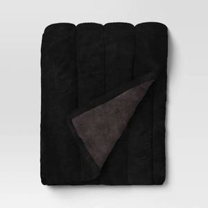 lot 6039 image: Pack of 4, Channel Faux Fur Throw Black - Threshold- Retail $180