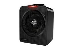 lot 8989 image: Vornado Velocity 5 Whole Room Space Heater  1500W  Digital Thermostat  Touch Controls and Timer  Black (New) - Retail $115